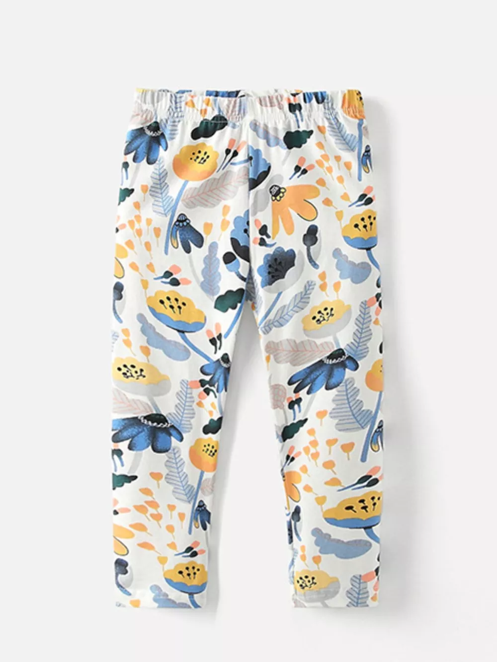 Children's Floral Print Elastic Waist Pants