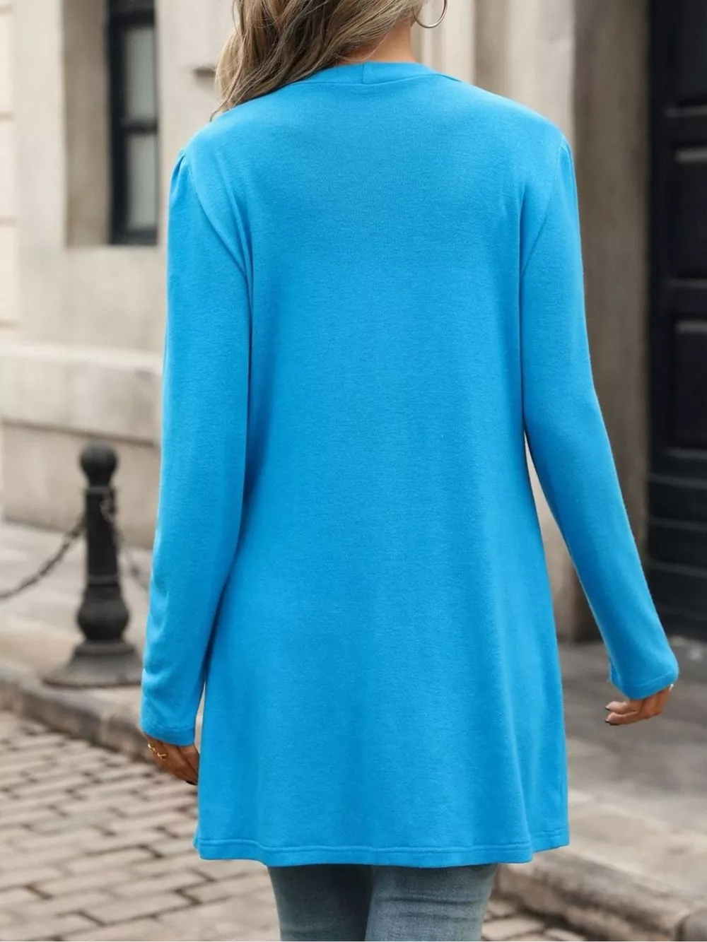 V-Neck Button-Up Long Sleeve Cardigan with Pockets, image 6