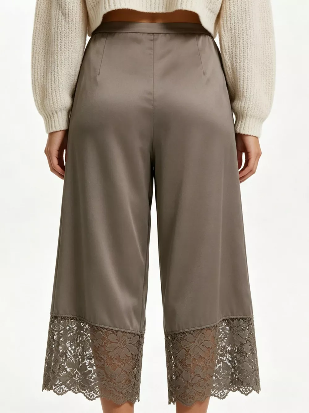 Lace Trim Wide-Leg Cropped Pants, image 29