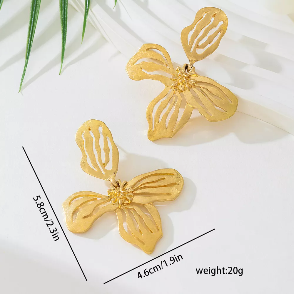 18K Gold-Plated Butterfly Flower Statement Earrings, image 5