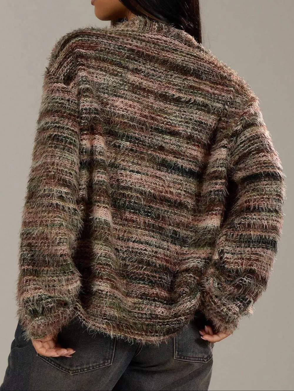 Chunky Knit V-Neck Button-Up Cardigan, image 11