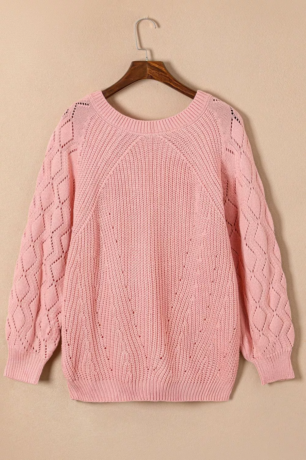 Hollow-Out Puffy Sleeve Knit Sweater, image 4