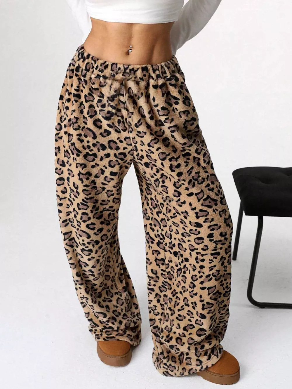 Leopard Wide Leg Plush Pants, image 16