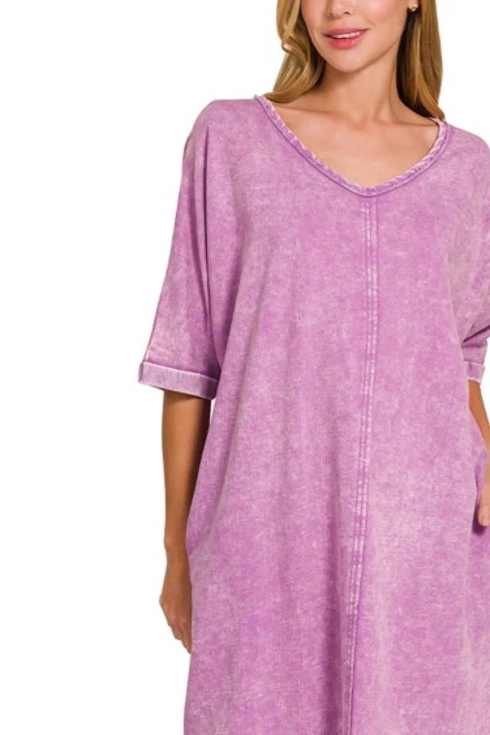 Acid-washed French Terry Tee Shirts Dress, image 2