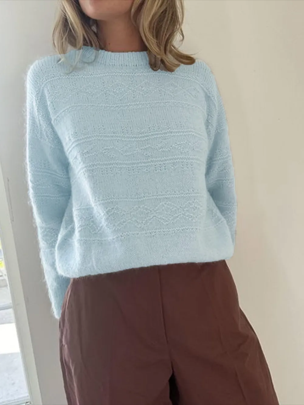Round Neck Long Sleeve Sweater, image 3