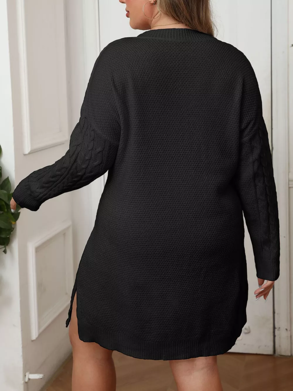 Plus Size Strawberry Cable Knit Sweater Dress, image 11