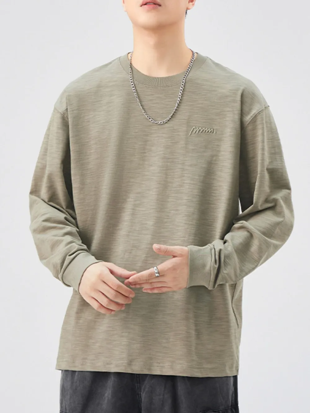 Men's Plus Size Basic Style Oversized Sweatshirt with Embroidered Logo, image 7