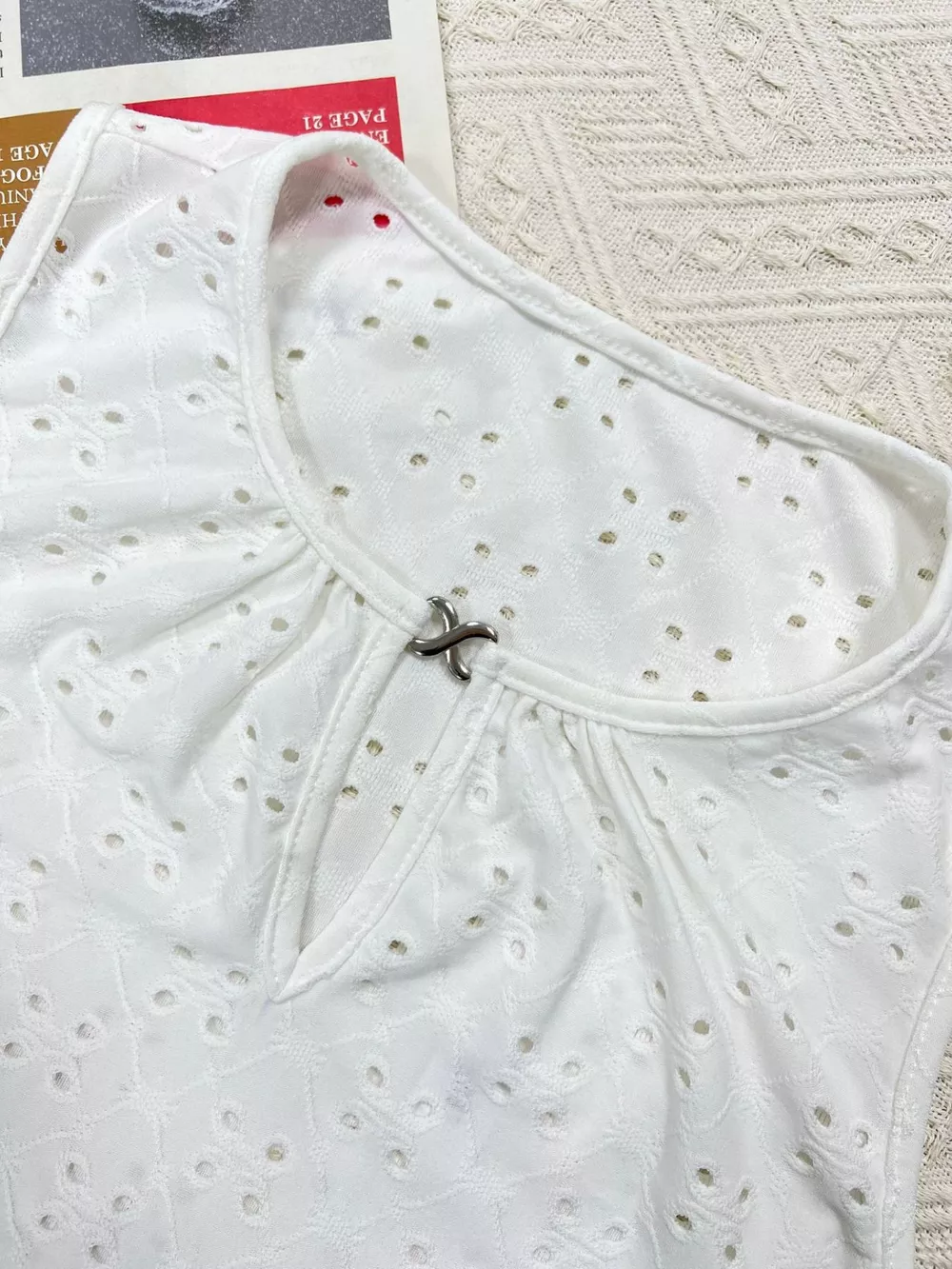 Eyelet Round Neck Cami, image 4