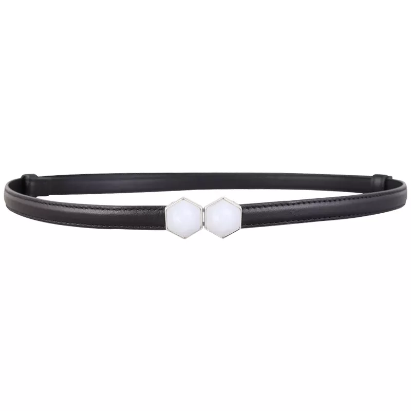Leather Belt with Geometric Buckle, image 4