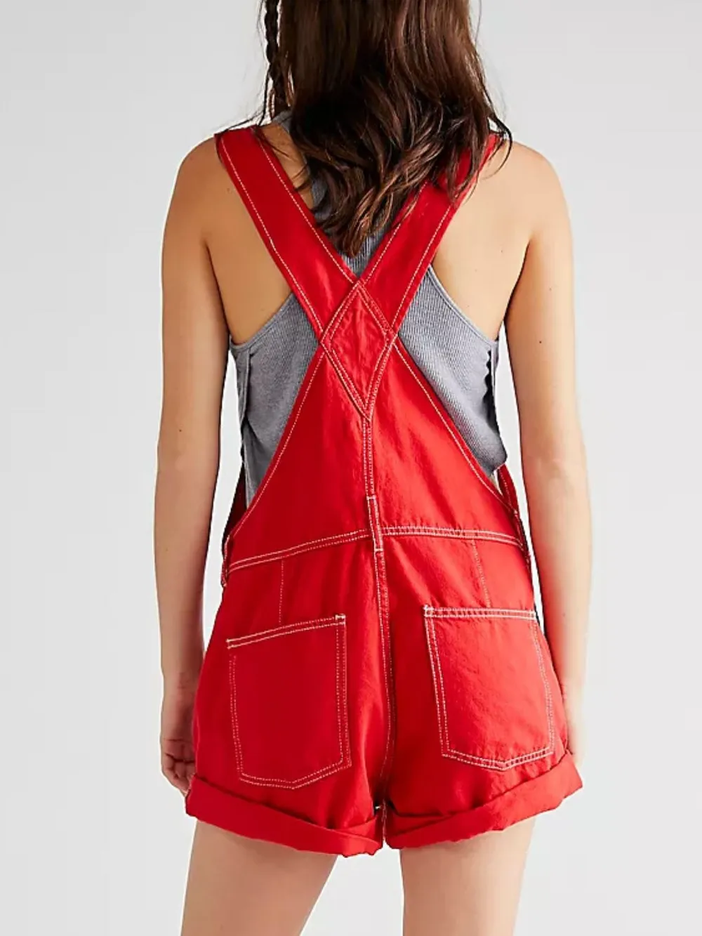 Wide Strap Square Neck Denim Overalls, image 3