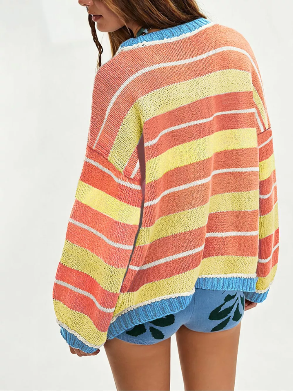 Oversized Striped Crew Neck Sweater, image 9