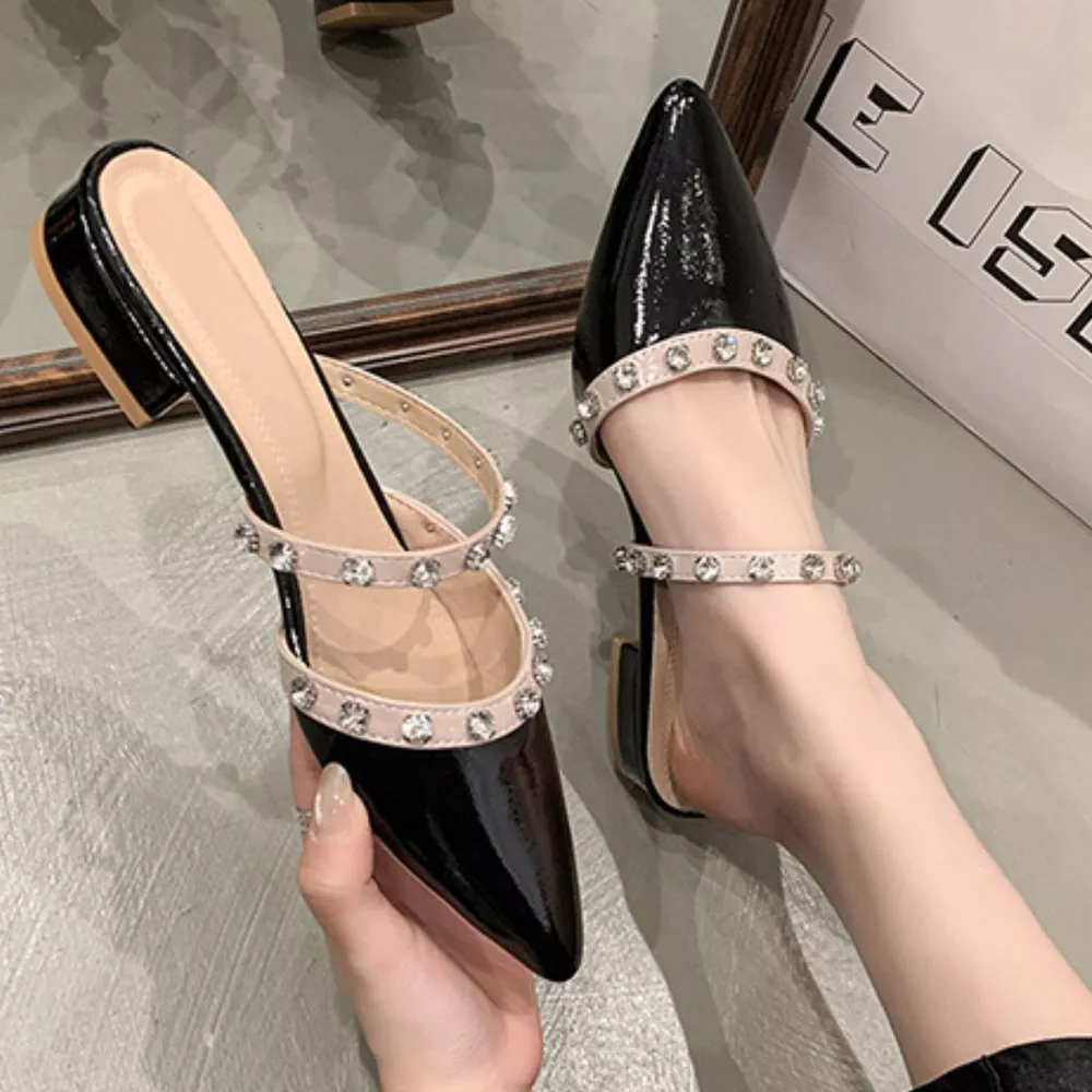 Rhinestone Embellished Pointed Toe Sandals, image 5