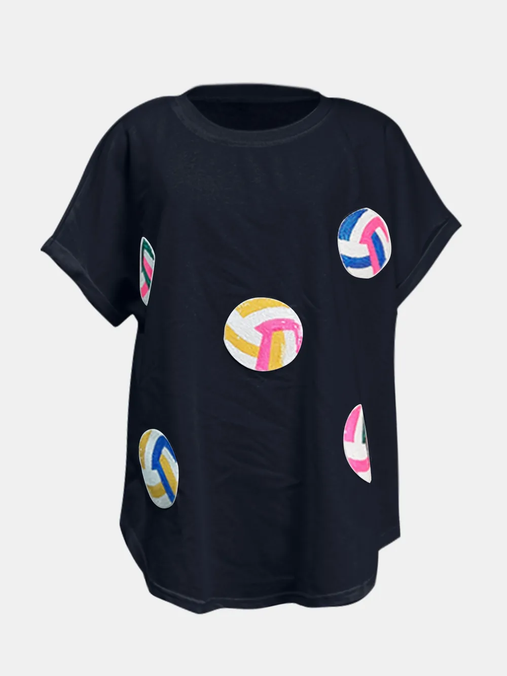 Sequin Round Neck Short Sleeve T-Shirt, image 5