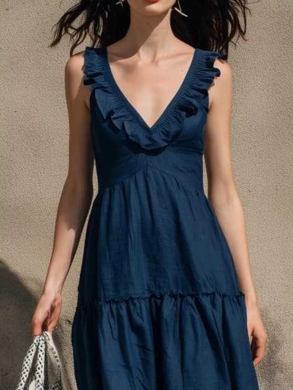 Full Size Ruffled V-Neck Tiered Midi Dress Plus Size, image 5