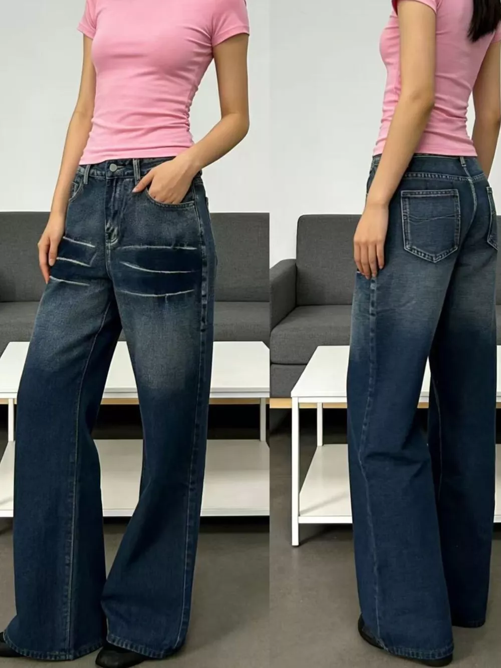 Washed Wide Leg Jeans, image 7