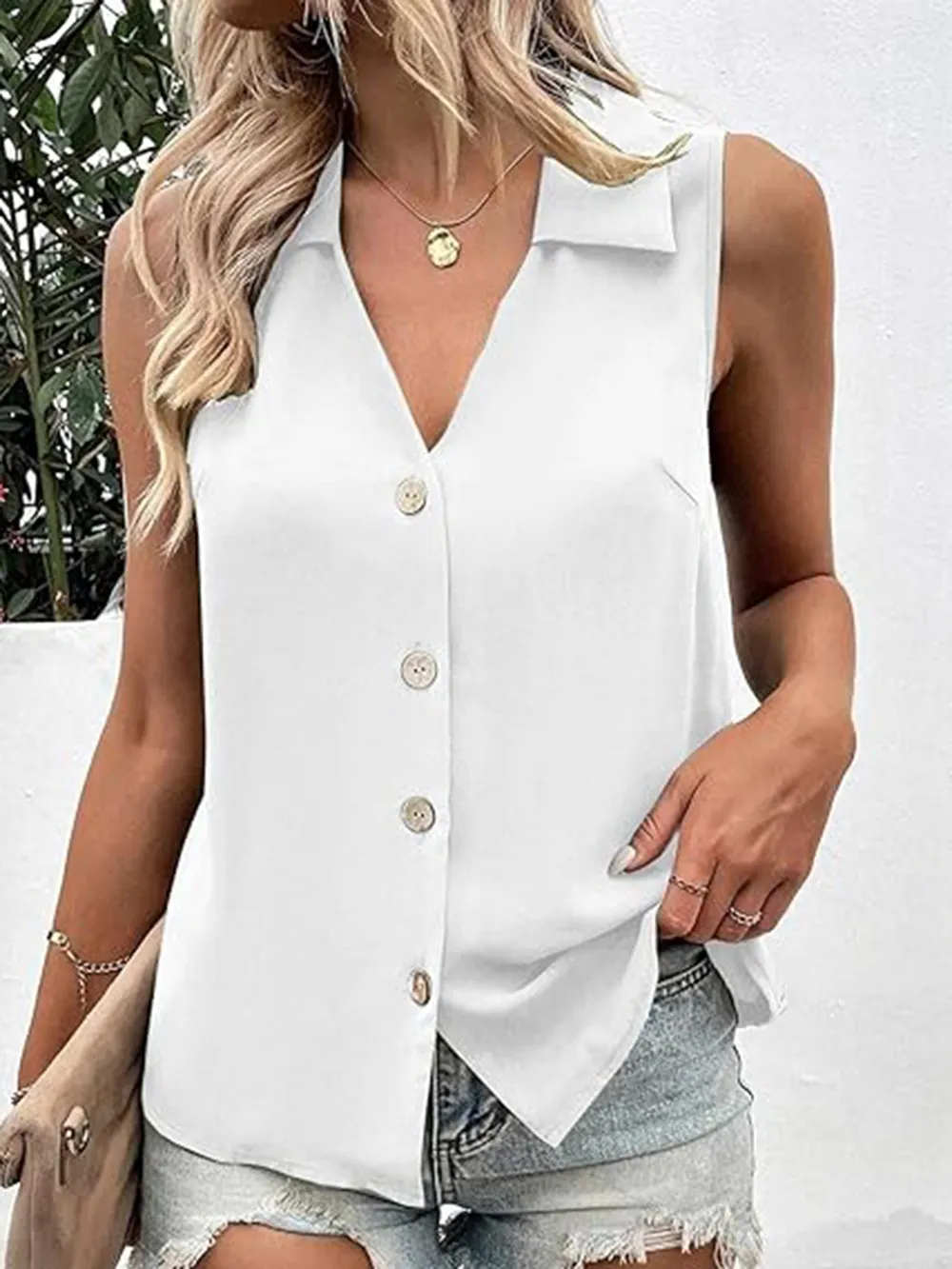 Full Size Johnny Collar Button Up Tank, image 12