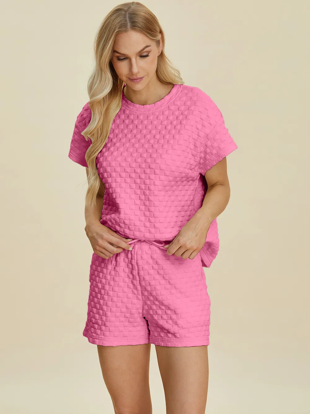 Full Size Texture T-Shirt and Shorts Set, image 14