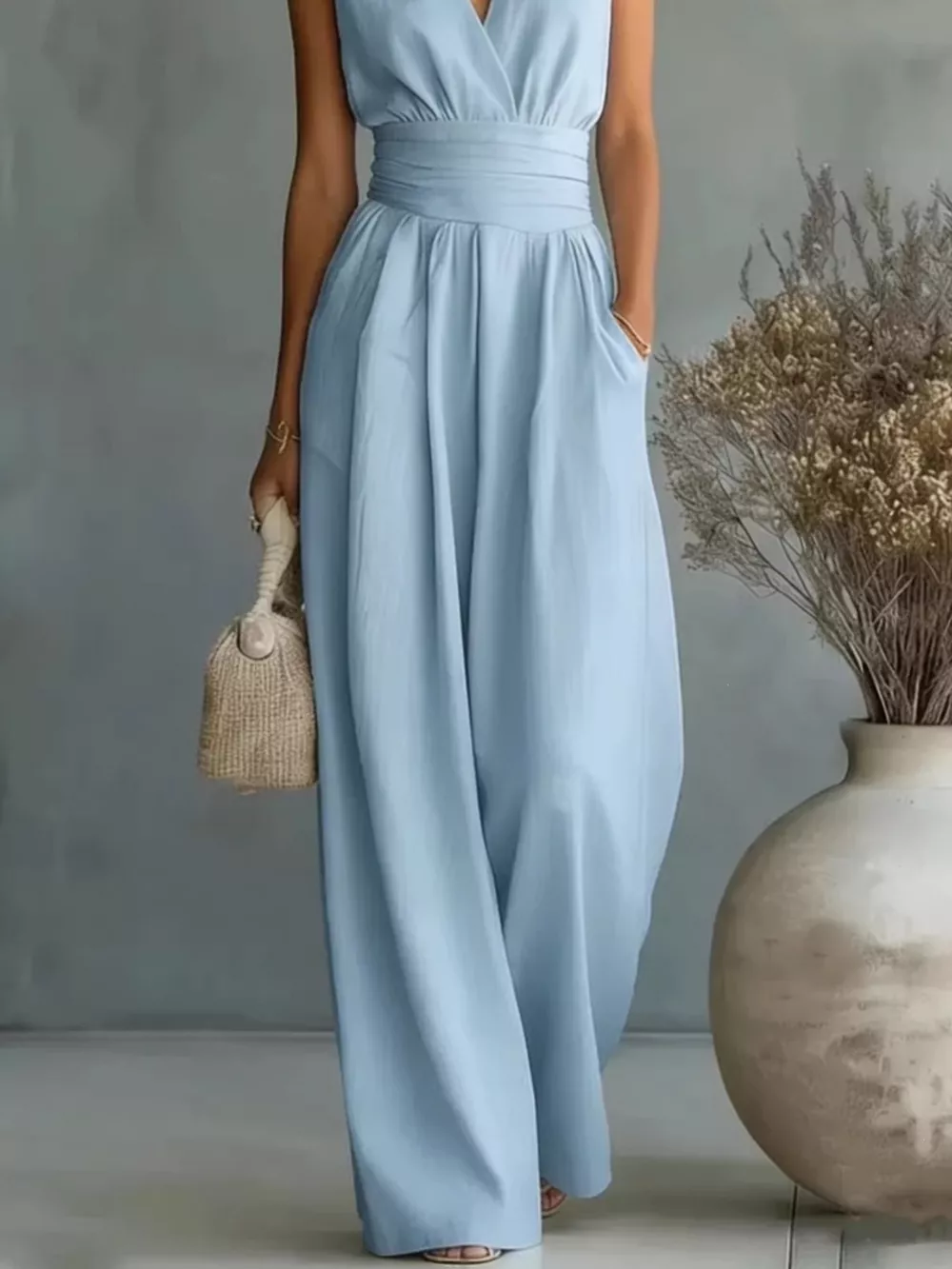 Full Size Sleeveless Wide Leg Jumpsuit Plus Size, image 3