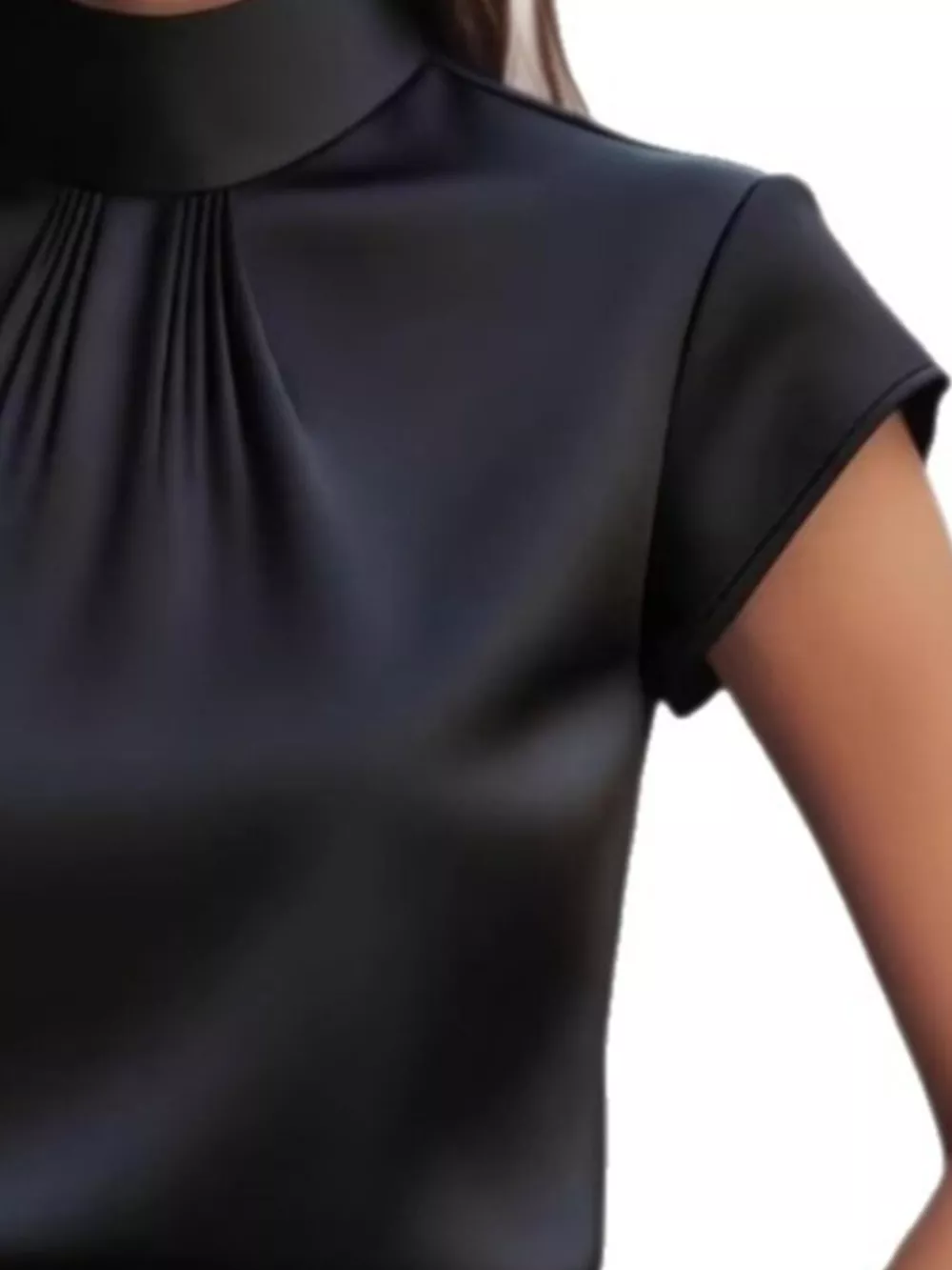 High Neck Cap Sleeve Satin Blouse, image 6