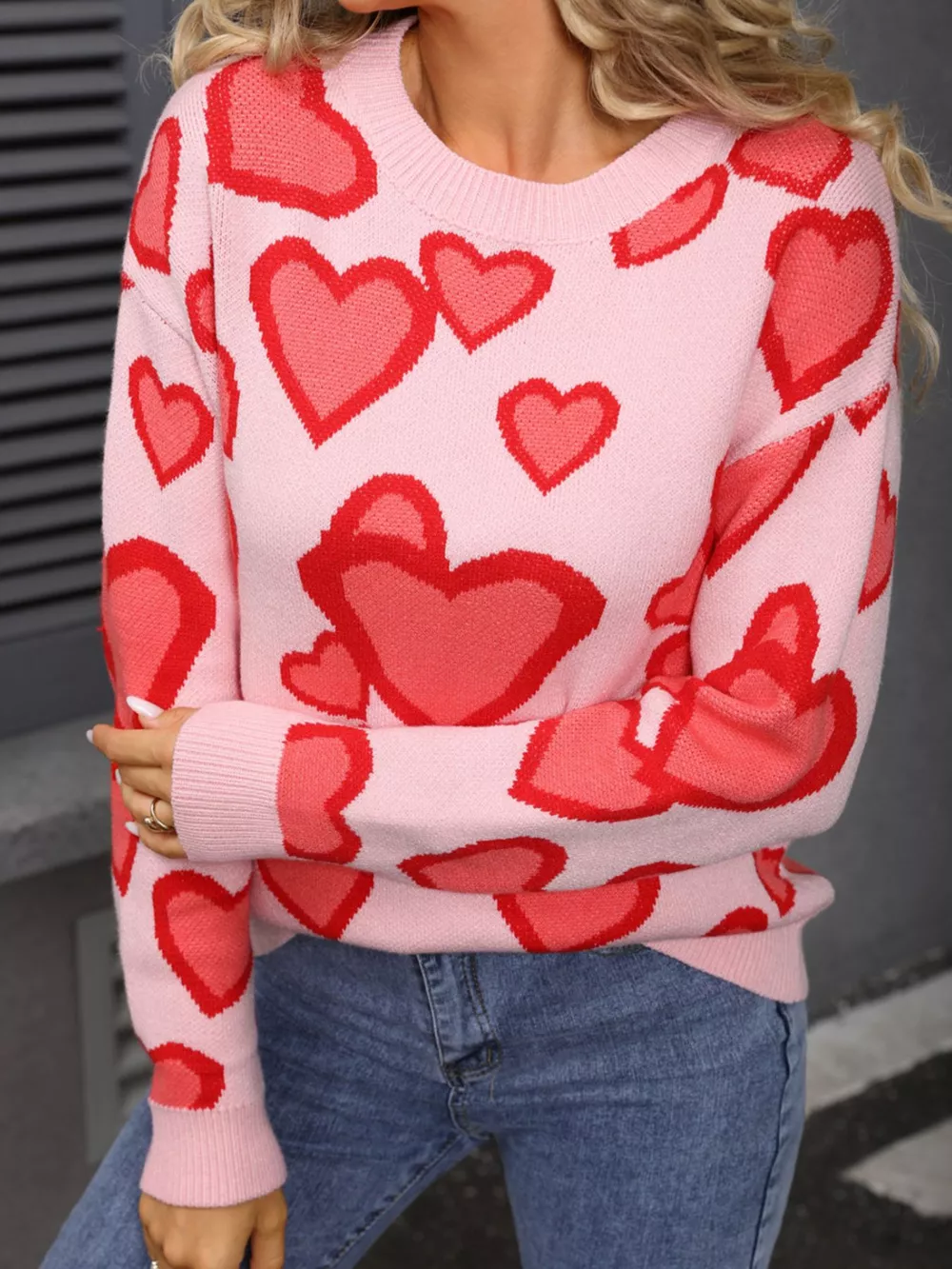 Valentine's Day Heart Crew Neck Sweater, image 2