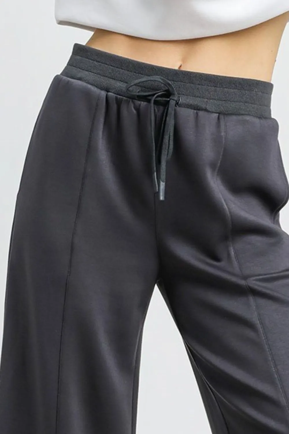Drawstring Wide Leg Cropped Pants, image 2