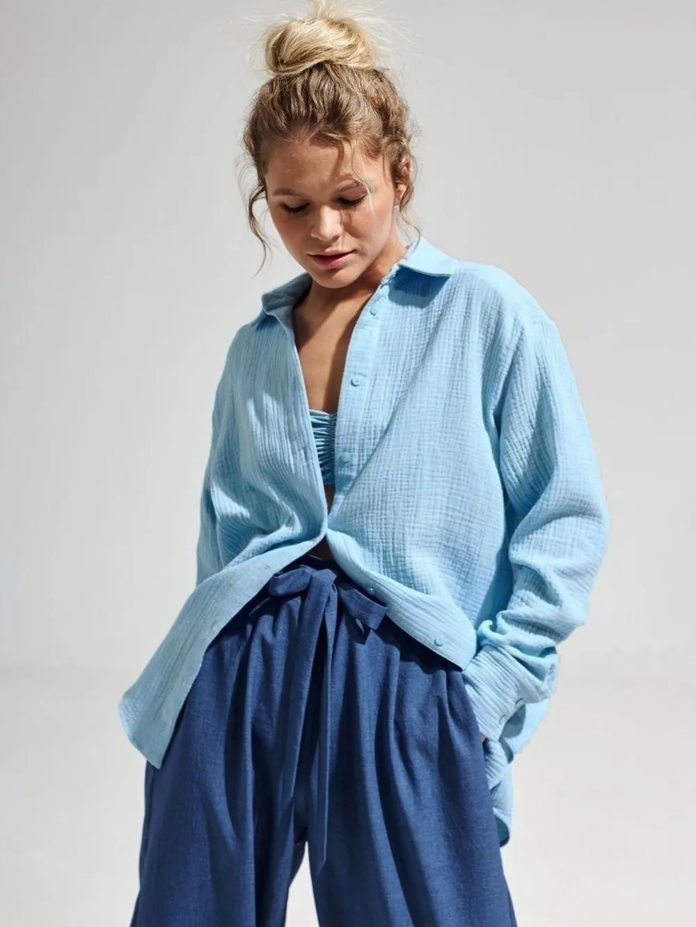 Textured Collared Neck Long Sleeve Shirt, image 15