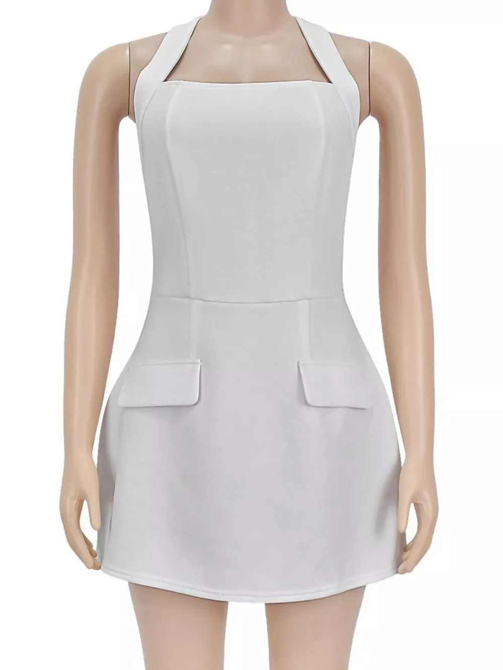 Halter Neck Mini Dress with Flap Pocket Detail, image 4