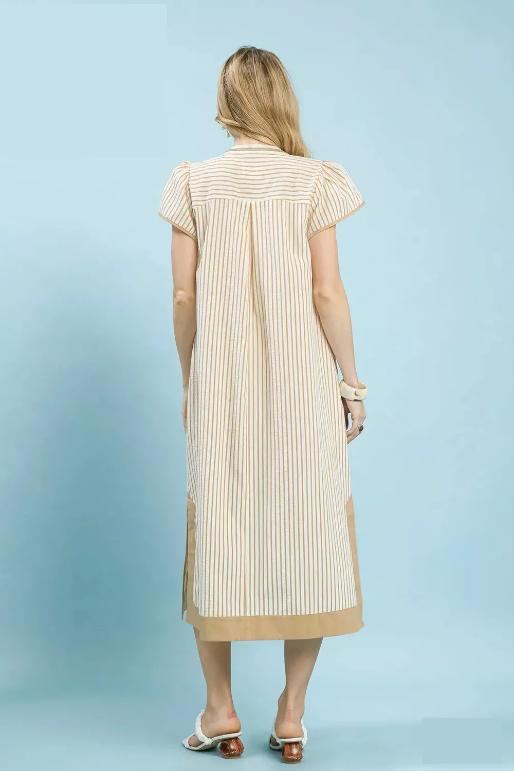 Stripe Midi Dress with Lace Trim, image 3