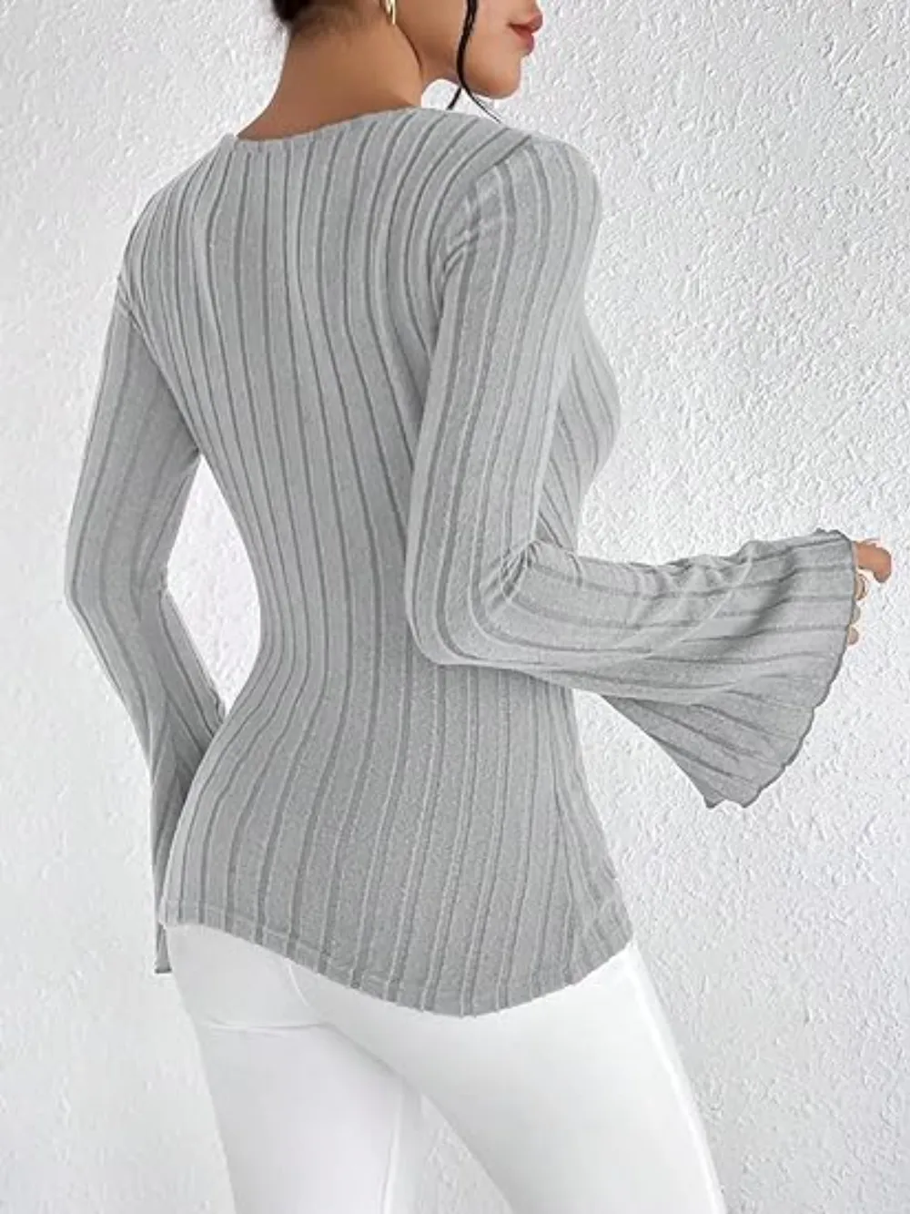 Ribbed Flare Sleeve Top, image 13
