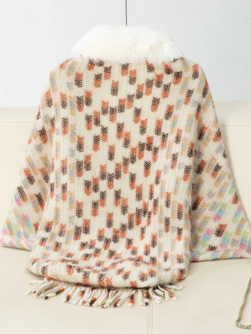 Fringe Fuzzy Open Front Poncho, image 8