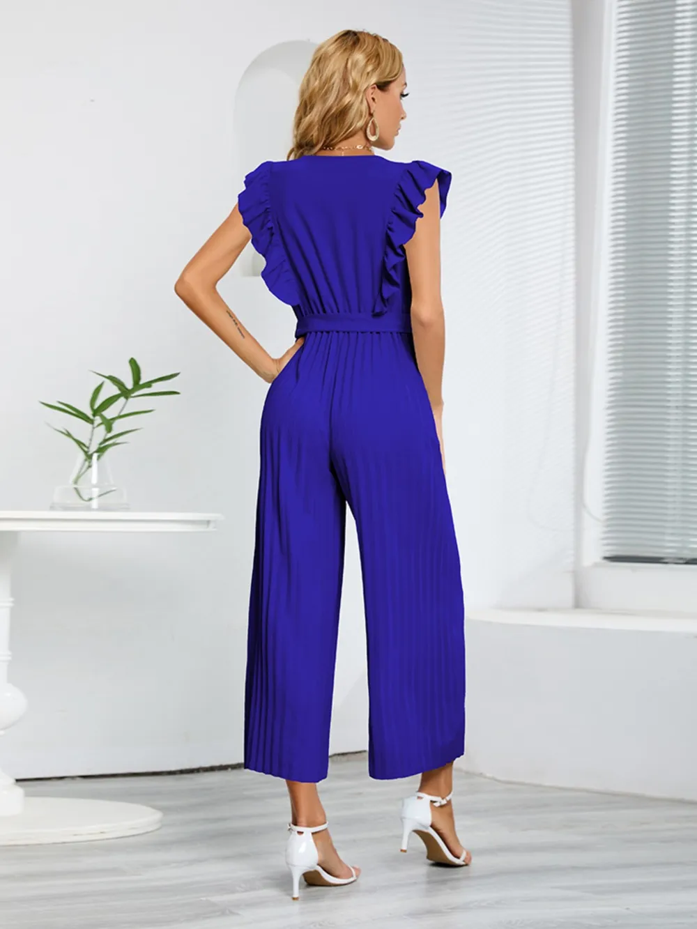 Ruffled Surplice Cap Sleeve Jumpsuit, image 19