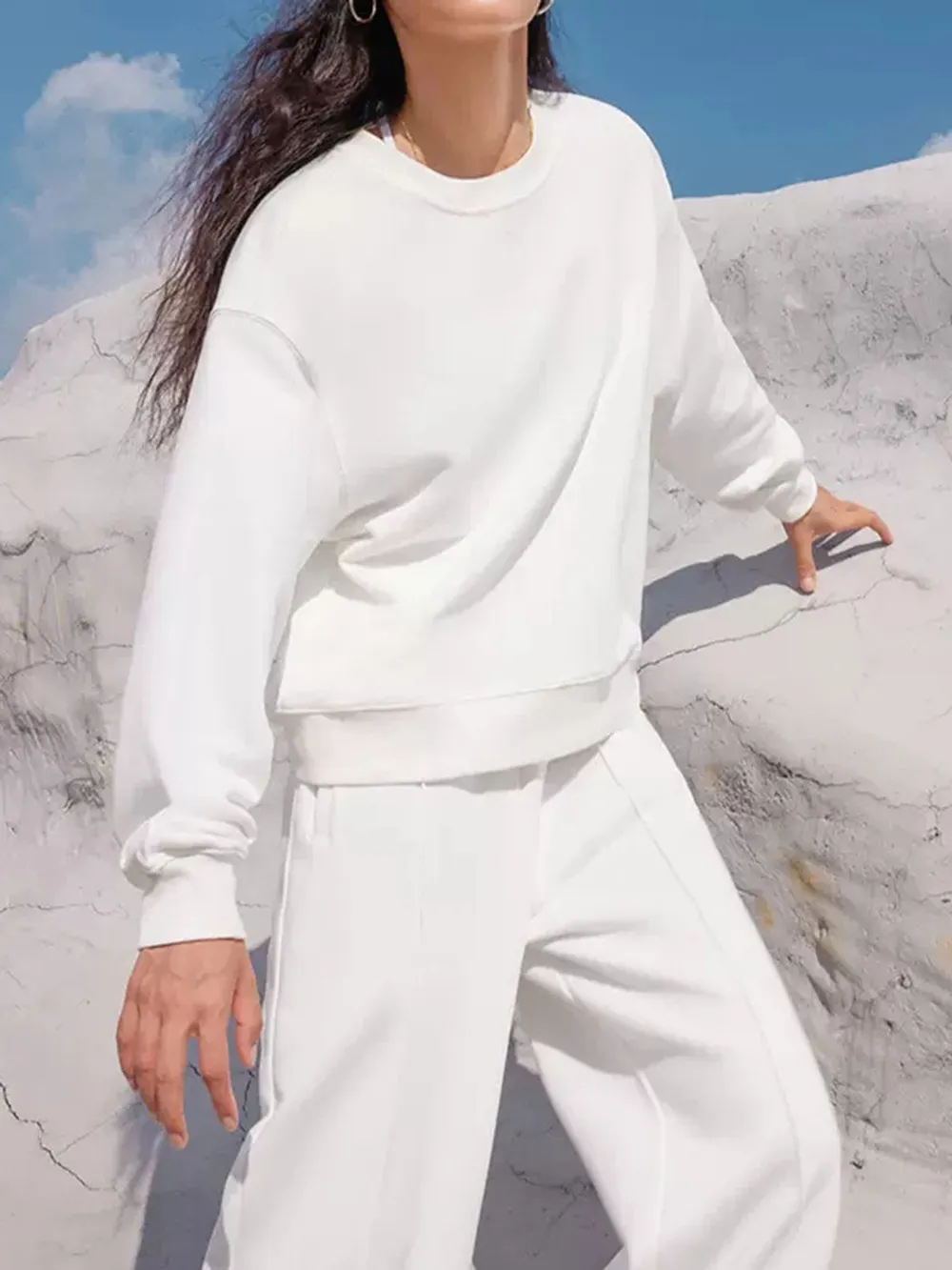 Round Neck Long Sleeve Top and Elastic Waist Pants Set, image 11