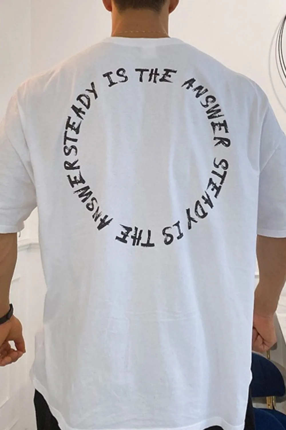Men's Plus Size Letter Round Neck Half Sleeve T-Shirt, image 3