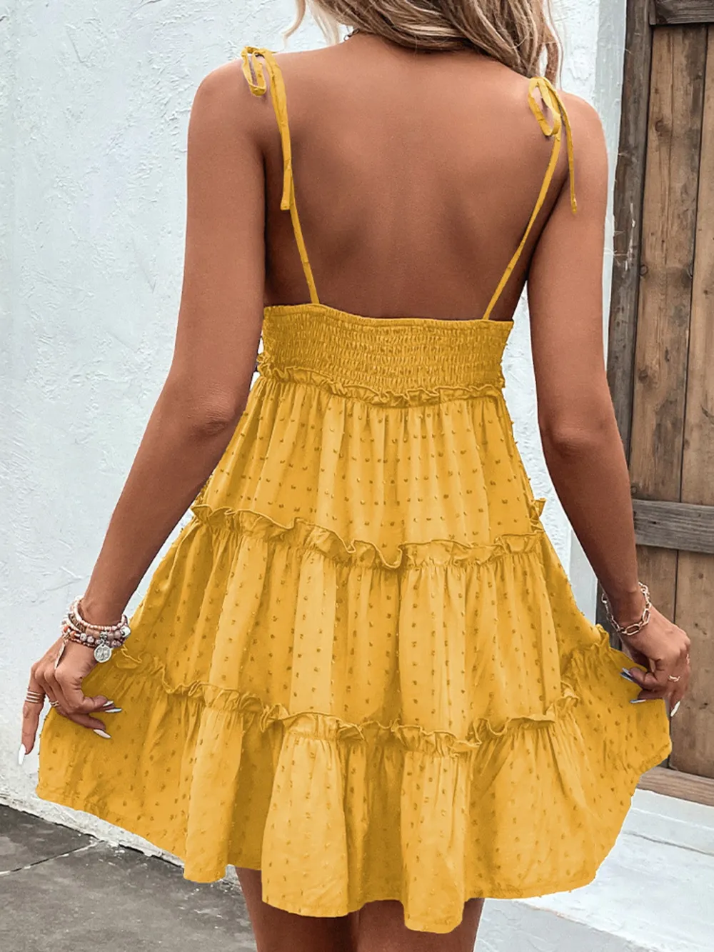 Frill Spaghetti Strap Tiered Dress, image 9