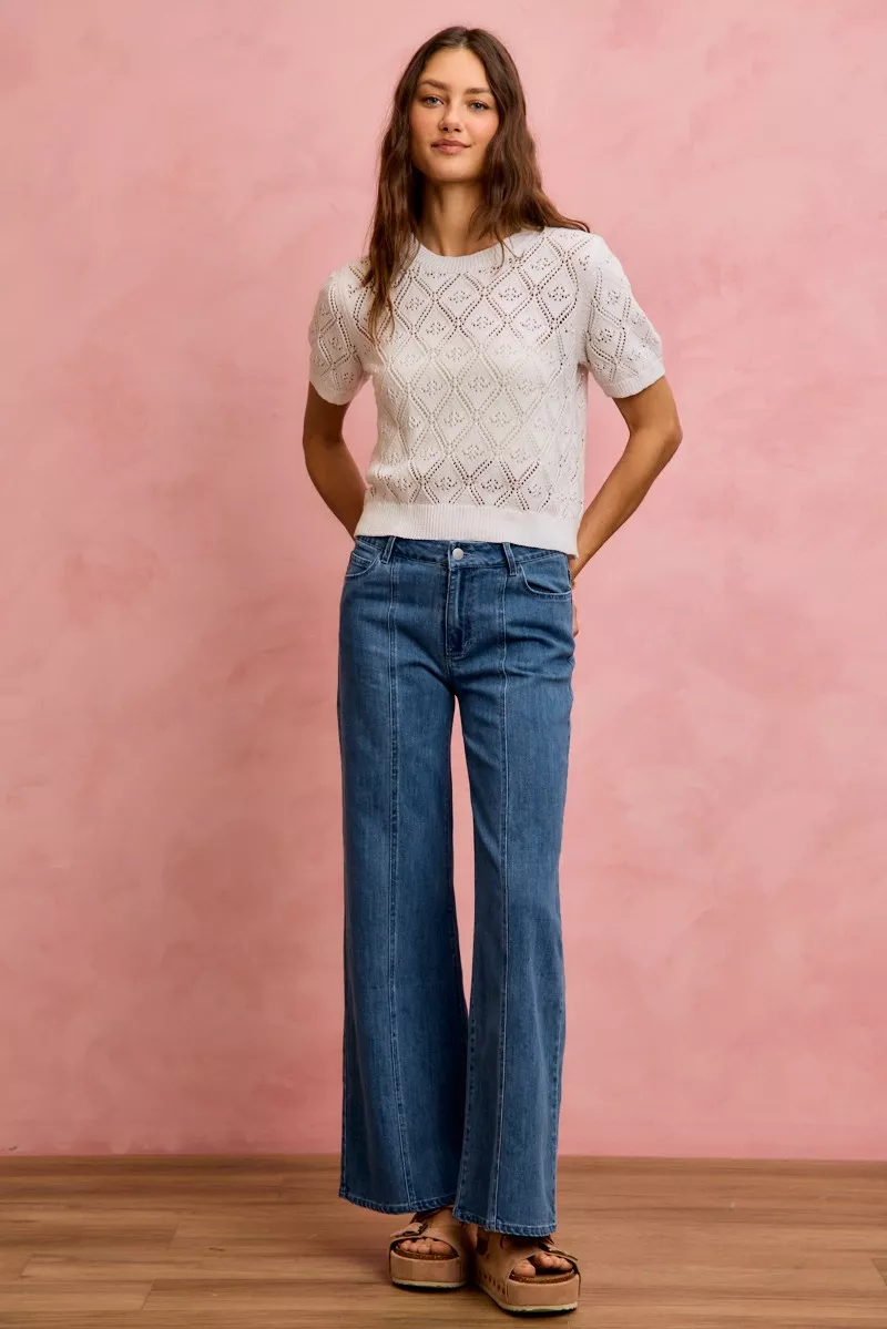 Seam Detail Mid Rise Stretch Denim Jeans, image 11