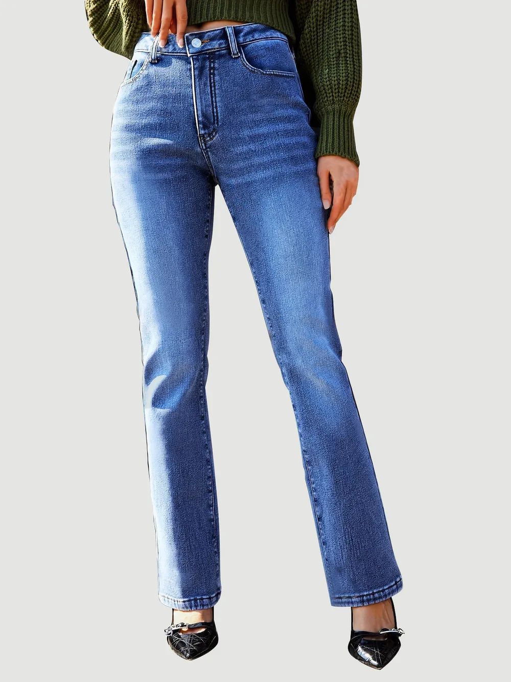 Straight Leg Jeans with Pockets, image 3