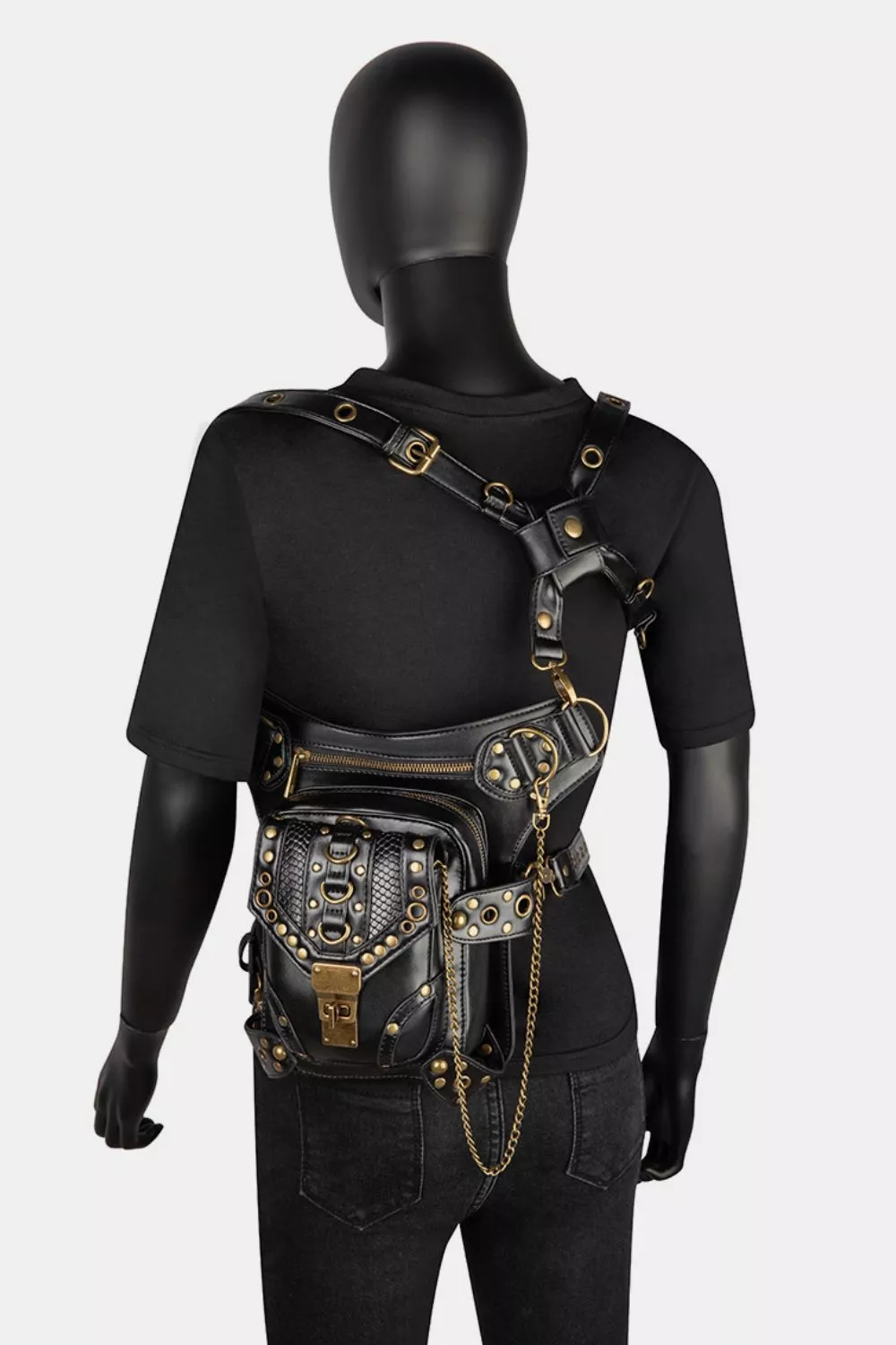 Steampunk Rivet Decor Multipurpose Crossbody Bag, image 8