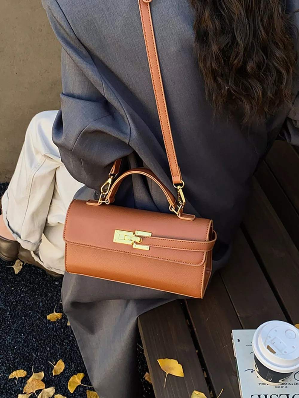 Golden Clasp Crossbody Bag, image 6