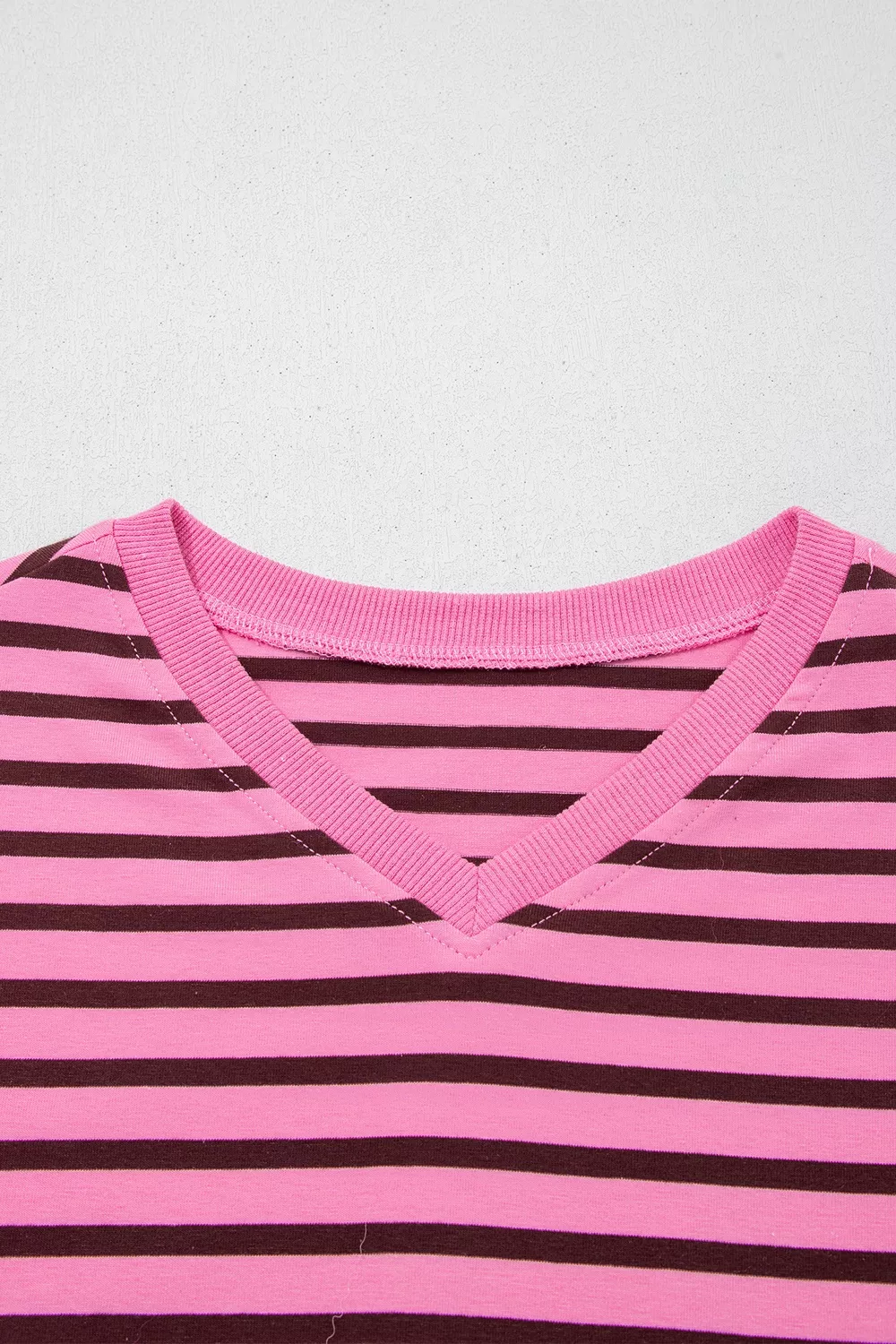 Stripe V Neck Drop Shoulder Long Sleeve Top, image 10