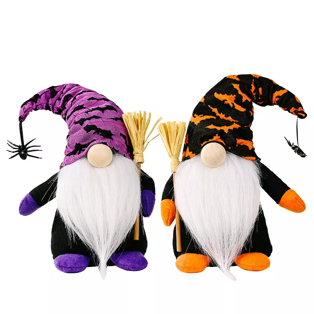 Halloween Decorative Gnomes with Witch Hats and Broomsticks, image 6