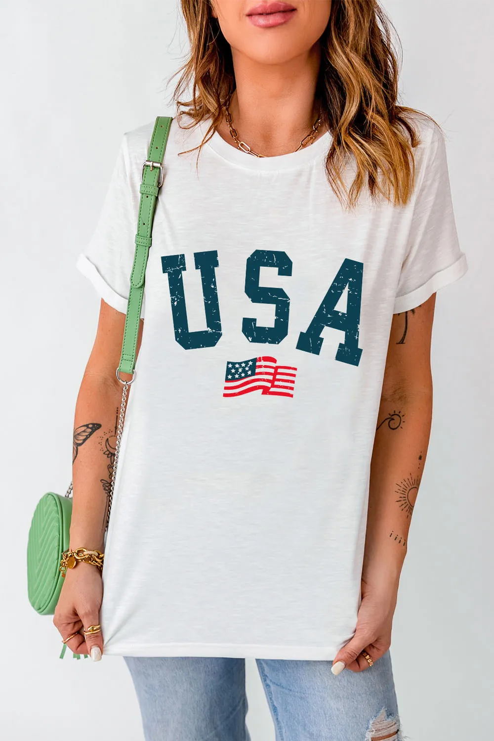 USA Round Neck Short Sleeve T-Shirt, image 4