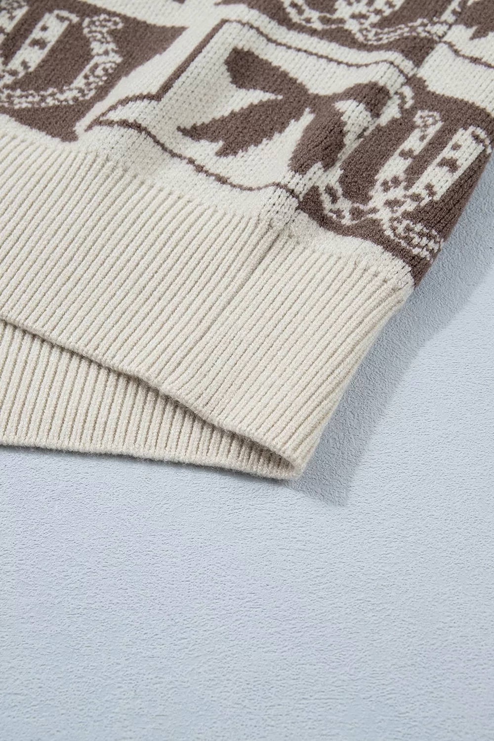 Western Horseshoe Bow Pattern Button Front Sleeveless Knit Sweater, image 14