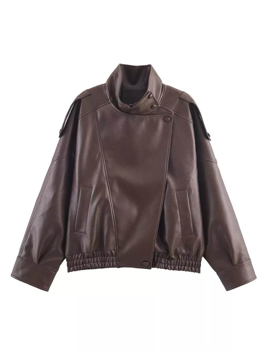 Zip-Up Faux Leather Moto Jacket, image 14