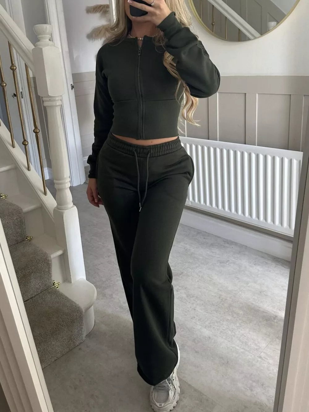 Zip-Up Crop Hoodie and High-Waisted Pants Set, image 11