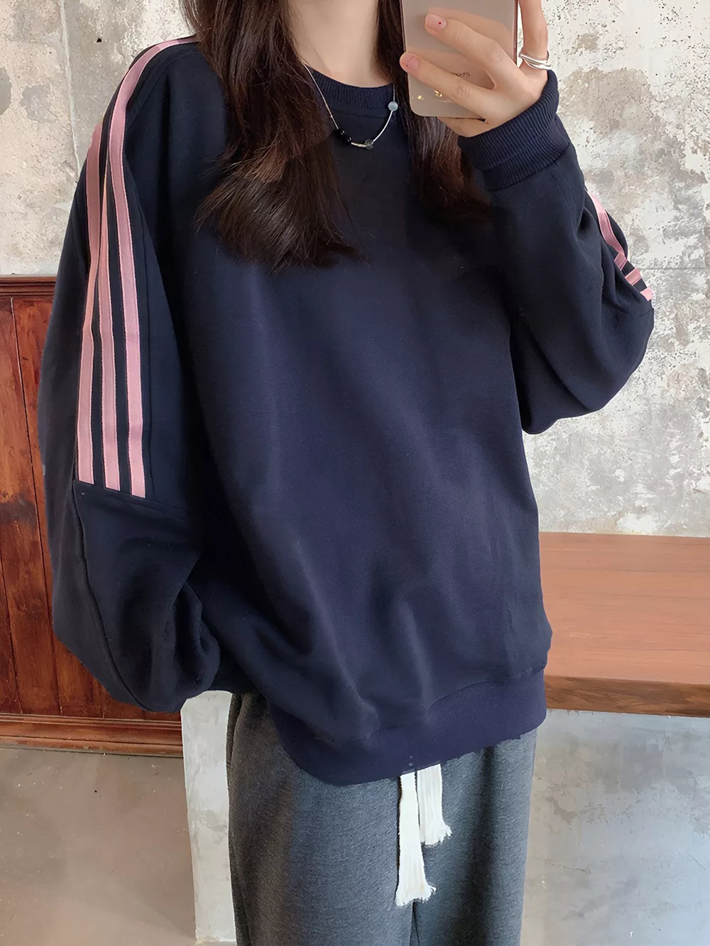 Striped Round Neck Sweatshirt, image 4