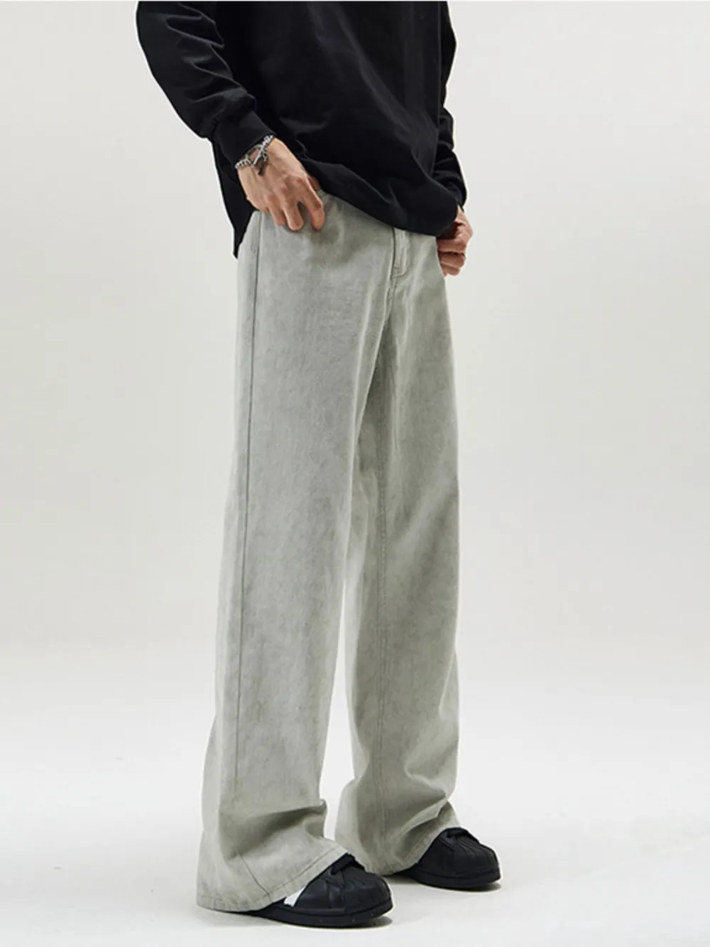 Men's Full Size Washed Wide Leg Pants Plus Size