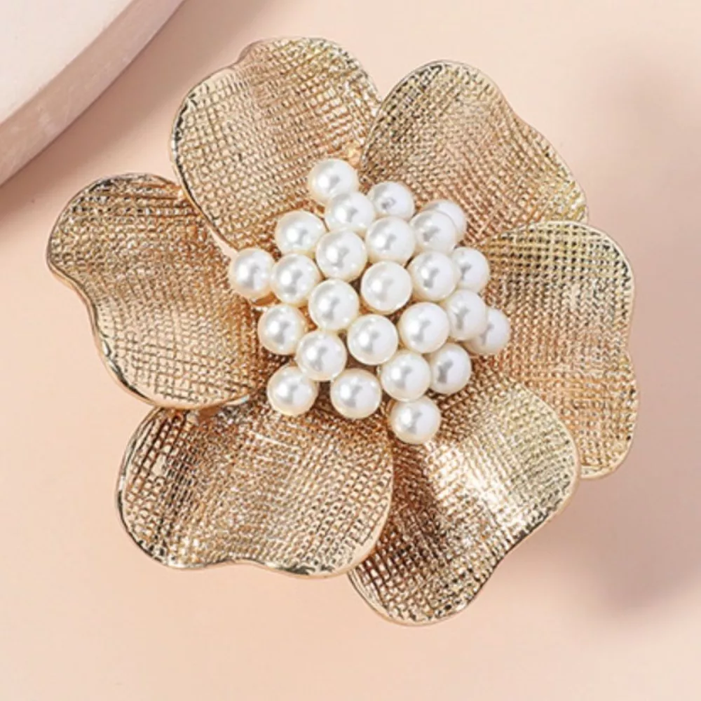 18K Gold-Plated Pearl Flower Ring, image 3