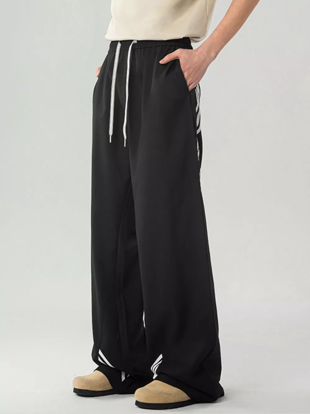 Men's Full Size Wide Leg Striped Casual Pants Plus Size, image 3