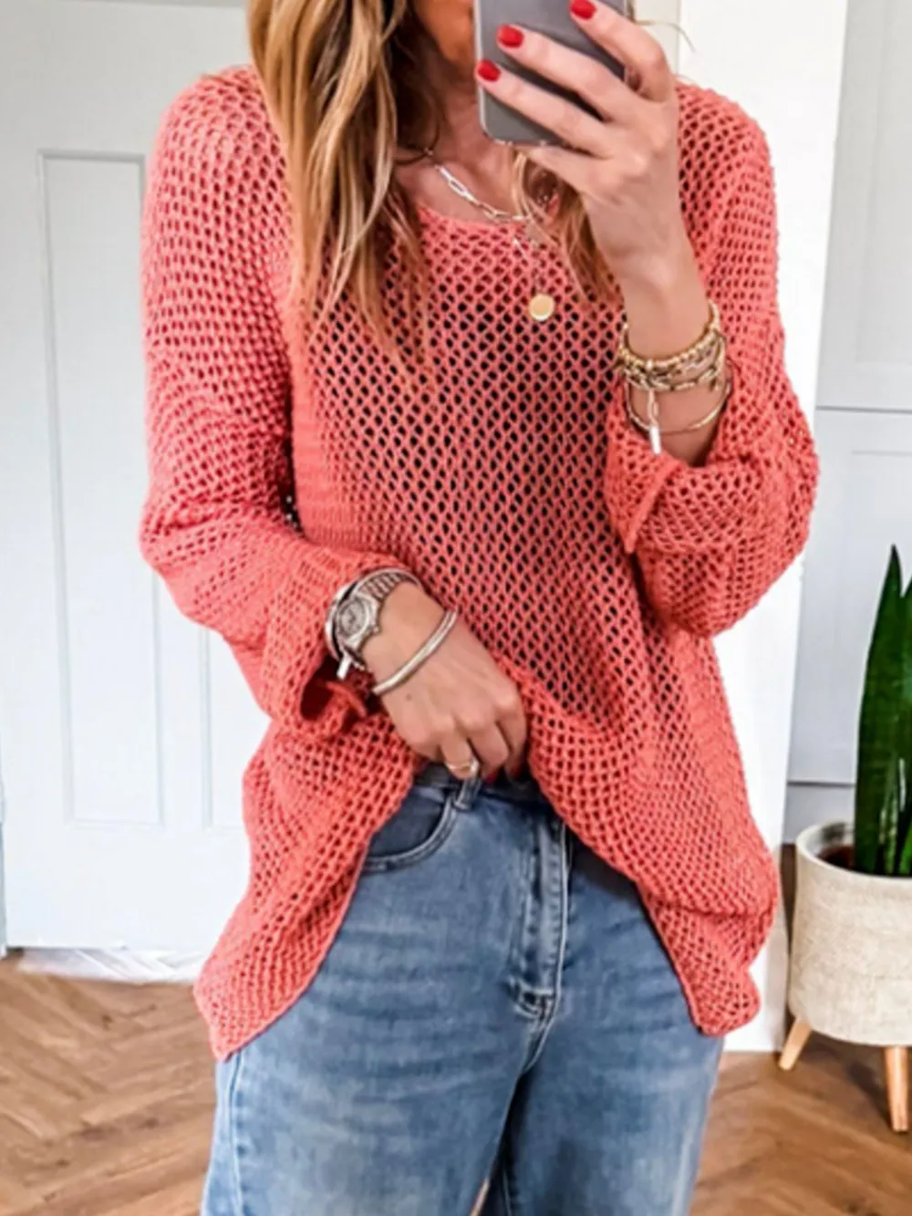 Lightweight Openwork Knit Cover Up, image 6