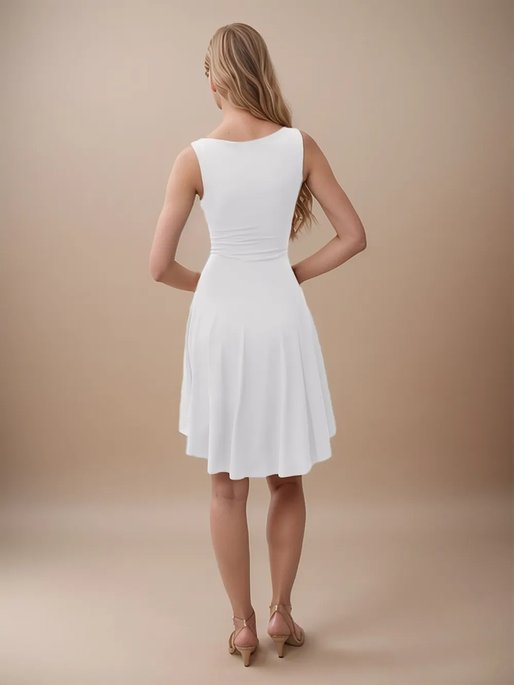 High-Low Round Neck Sleeveless Mini Dress, image 8